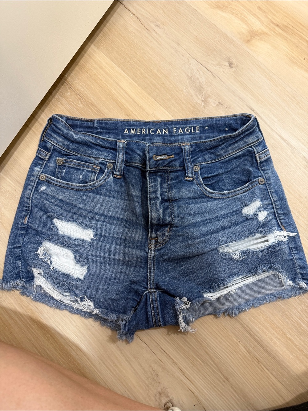 American Eagle Outfitters Ripped Blue Denim Shorts